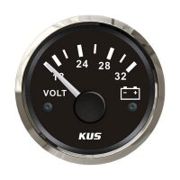 KUS Analog Voltmeter / Battery Gauge, 24 Volts - Black