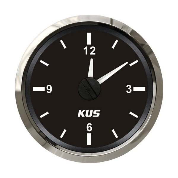 KUS Analog Quartz Clock / Dashboard Clock - Black