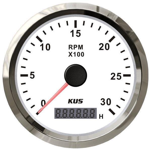 Contador de rotações KUS com contador de horas de funcionamento para motores internos 0-3000 rpm - branco