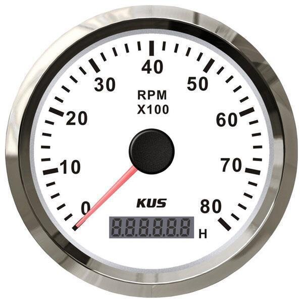 Contador de rotações KUS com contador de horas de funcionamento para motores internos 0-8000 rpm - branco