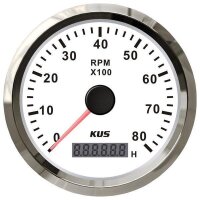 KUS Analog Tachometer with Operating Hours Counter for...