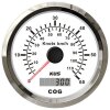 Velocímetro GPS KUS com indicador de velocidade e rumo de 0 a 60 nós / 110 km/h - branco