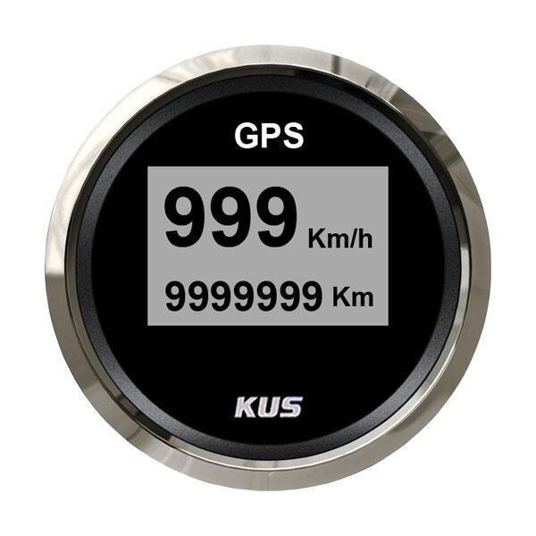 Velocímetro digital KUS GPS com indicador de velocidade e distância percorrida - preto