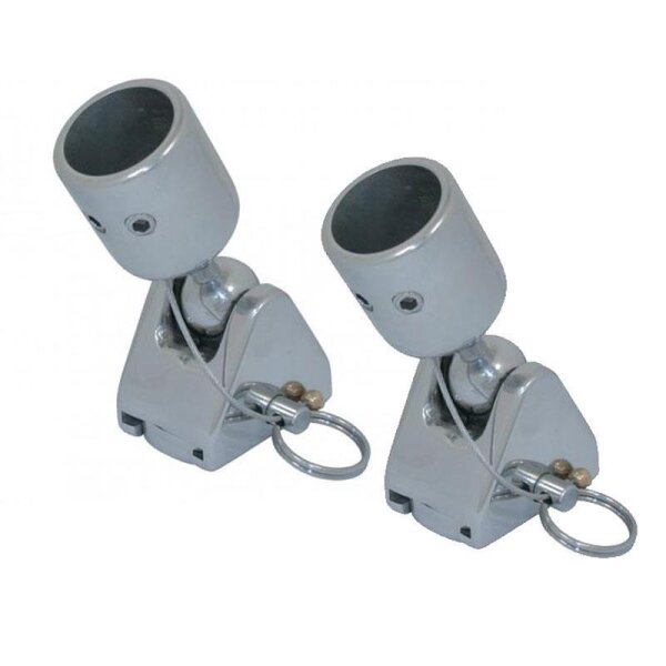 Stainless steel deck hinge set with swivel ball for biminis - Ø 25 mm