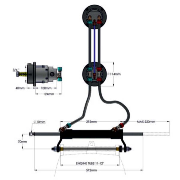 Kit de conexão Hydrodrive TL1-16MRA-DS para segundo posto de comando / flybridge