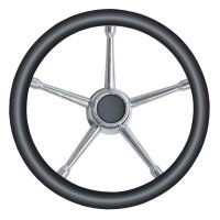 Steering wheel - stainless steel / black (Ø 350 mm)